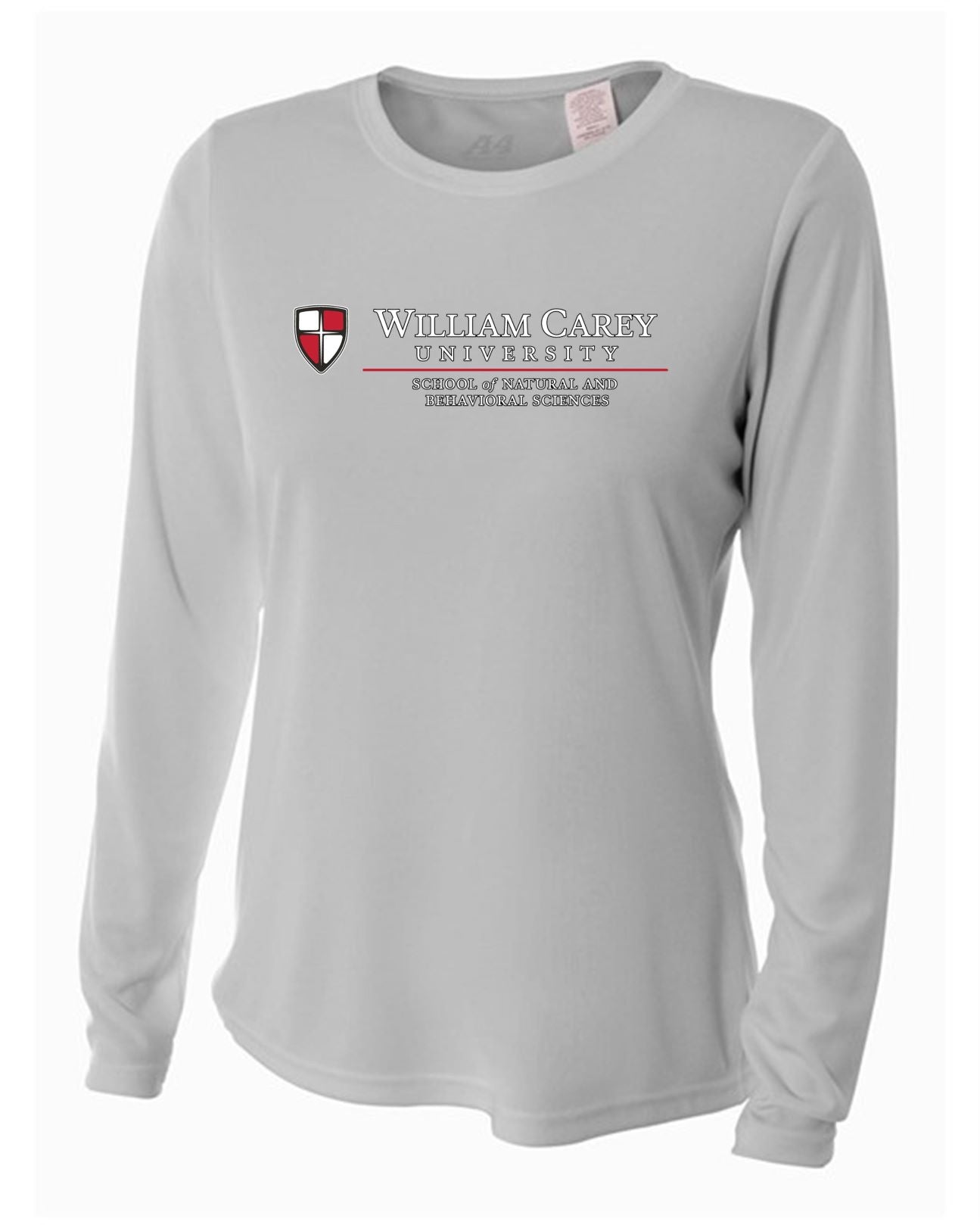 WCU School Of Natural & Behavioral Sciences Women's Long-Sleeve Performance Shirt WCU NBS Silver Grey Womens Small - Third Coast Soccer