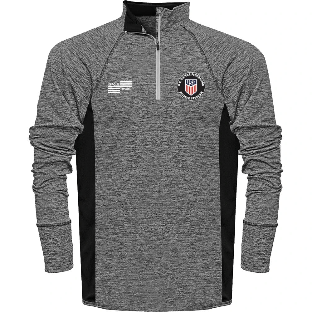 Official Sports USSF Heathered 1/4 Zip Referee Black Mens XSmall - Third Coast Soccer