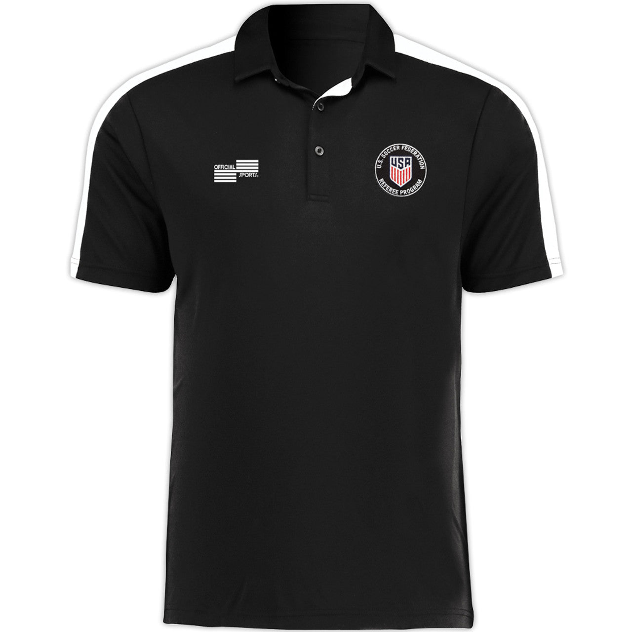 Official Sports USSF White Block Polo Referee Black Mens Small - Third Coast Soccer