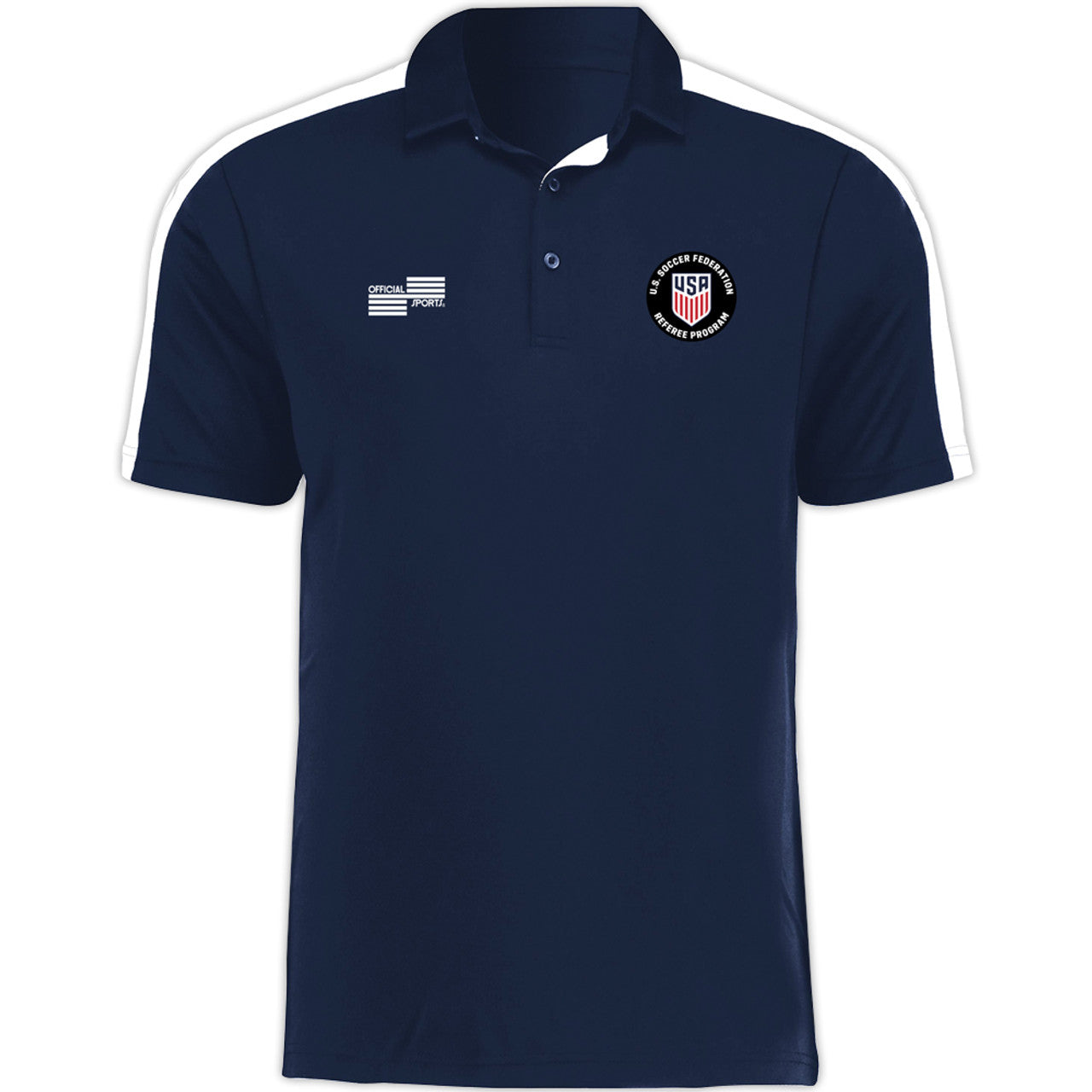 Official Sports USSF White Block Polo Referee Navy Mens Small - Third Coast Soccer