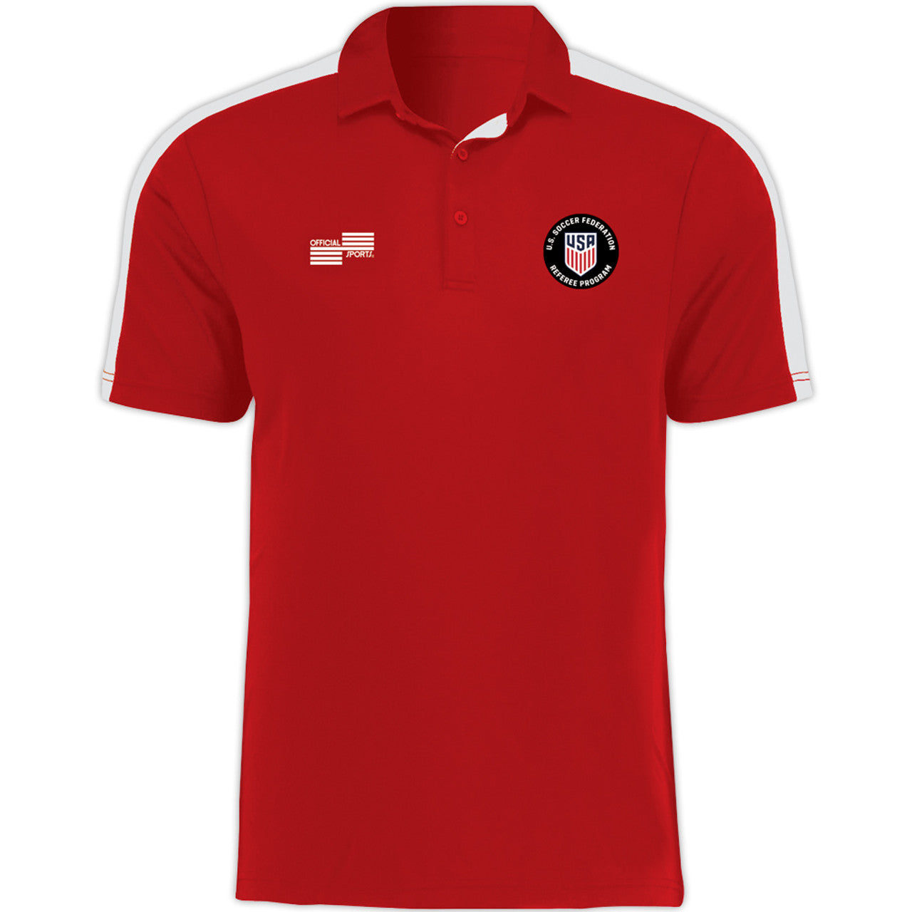 Official Sports USSF White Block Polo Referee Red Mens Small - Third Coast Soccer