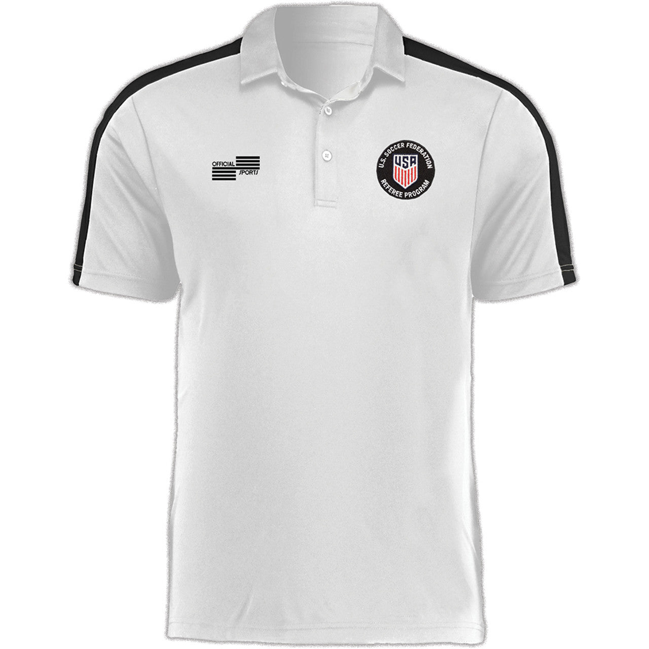 Official Sports USSF White Block Polo Referee White Mens Small - Third Coast Soccer