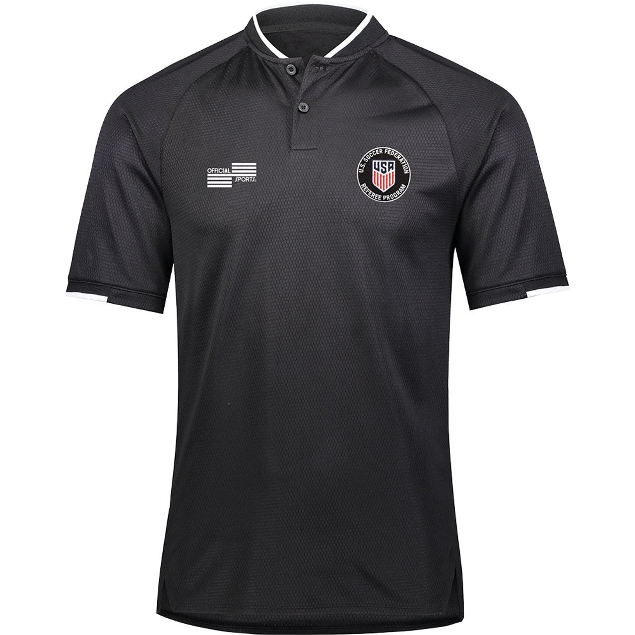 Official Sports USSF Blade Collar Golf Shirt Referee Black Mens Small - Third Coast Soccer