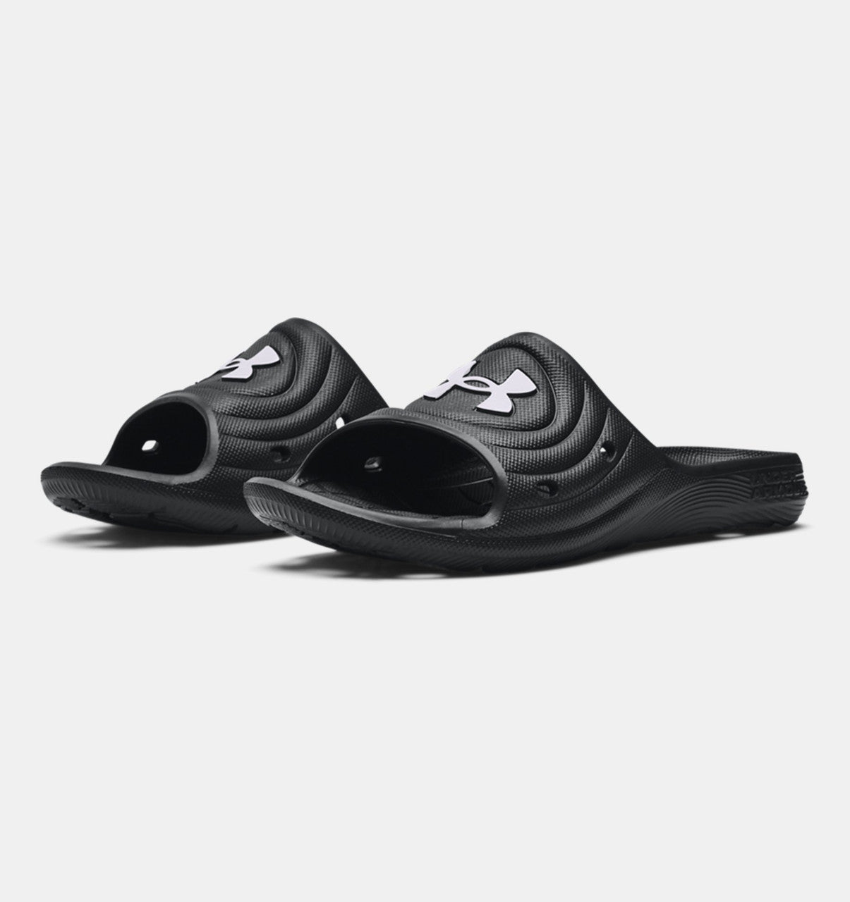 Under Armour Youth Locker IV Slides - Black Youth Footwear Black/White Youth 3 - Third Coast Soccer