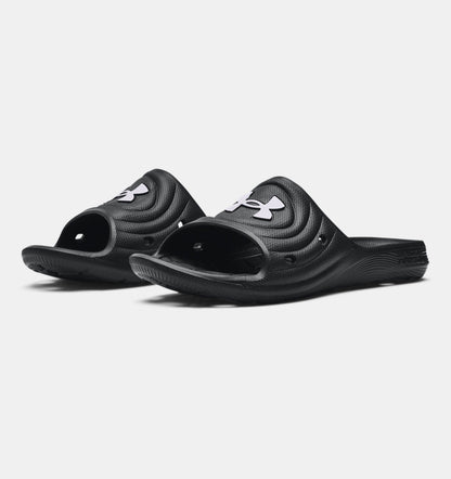 Under Armour Youth Locker IV Slides - Black Youth Footwear Black/White Youth 3 - Third Coast Soccer