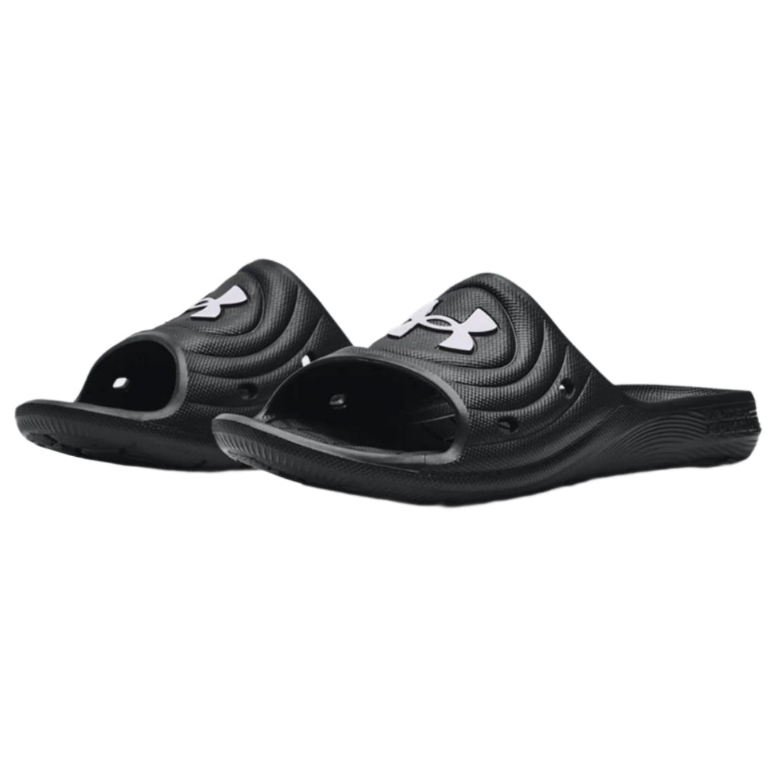 Under Armour Youth Locker IV Slides - Black Youth Footwear Black/White Youth 1 - Third Coast Soccer