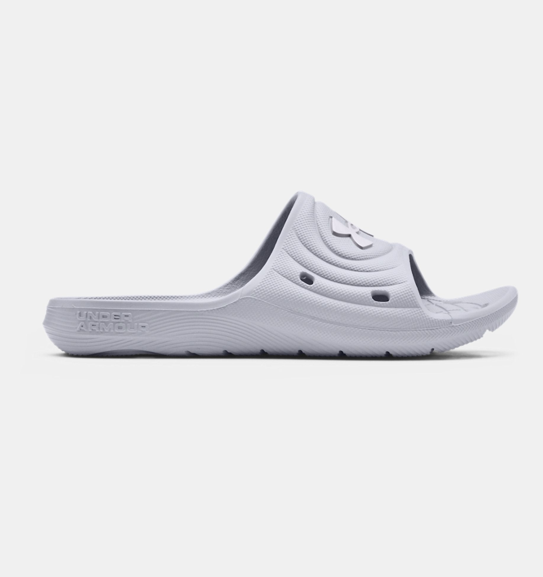 Under Armour Youth Locker IV Slides - White Youth Footwear   - Third Coast Soccer