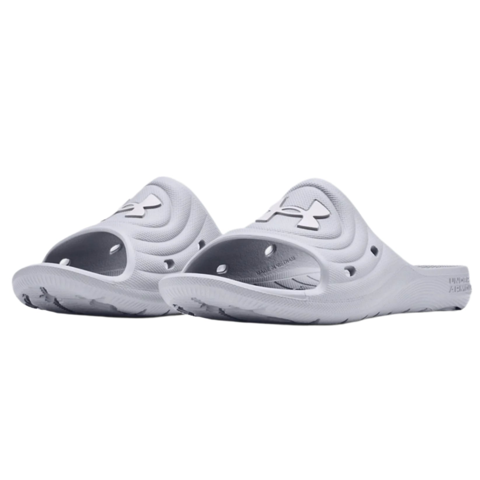 Under Armour Youth Locker IV Slides - Grey Youth Footwear - Third Coast Soccer