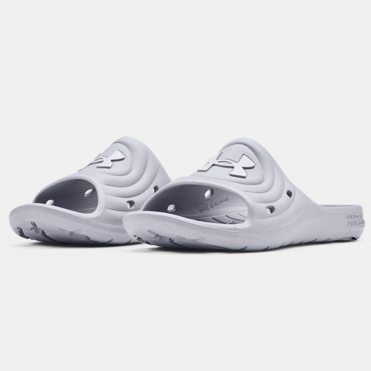 Under Armour Youth Locker IV Slides - White Youth Footwear   - Third Coast Soccer