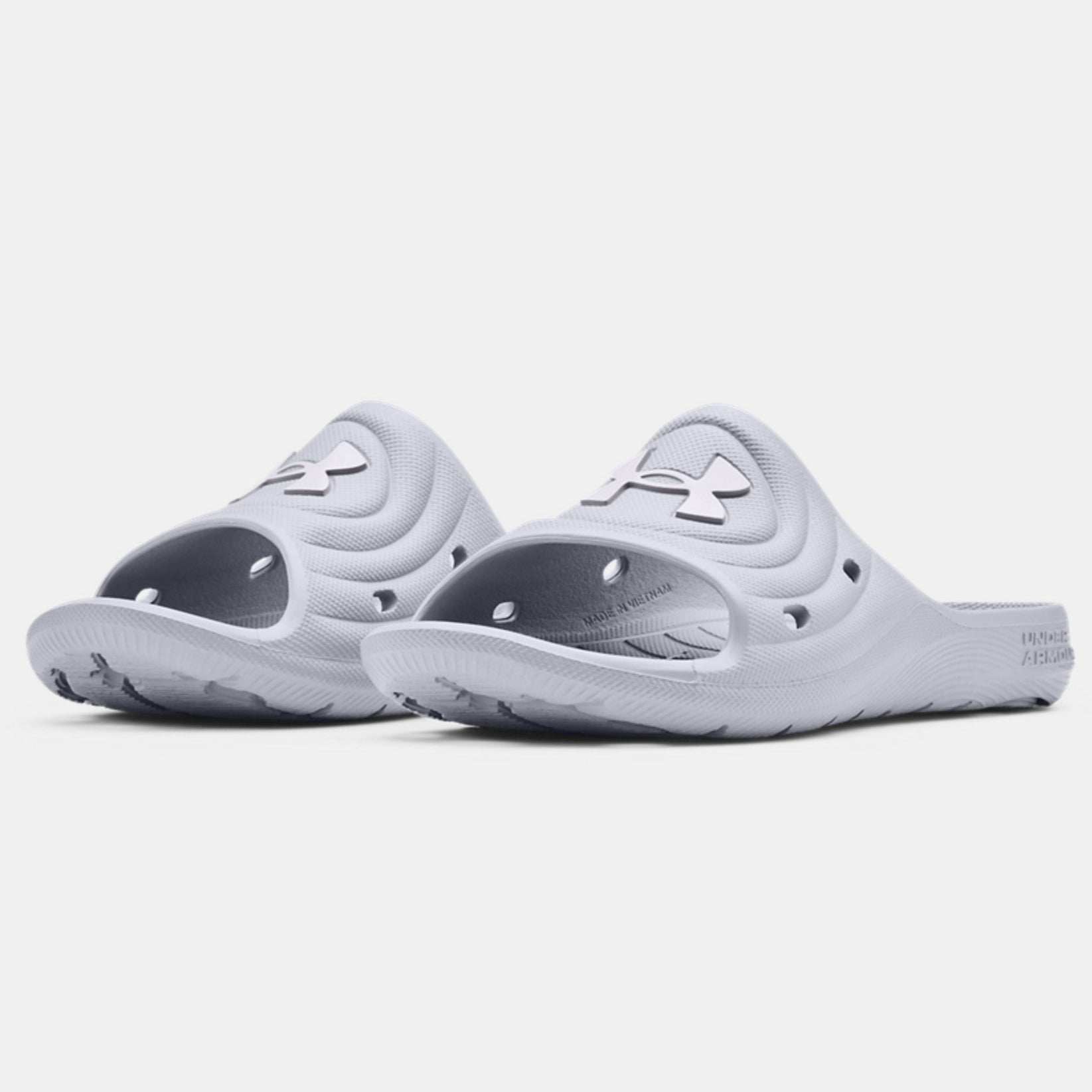 Under Armour Youth Locker IV Slides - White Youth Footwear   - Third Coast Soccer