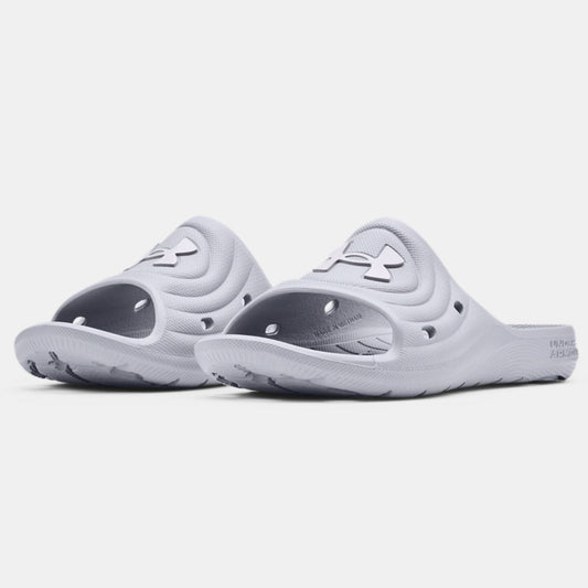 Under Armour Youth Locker IV Slides - White Youth Footwear   - Third Coast Soccer
