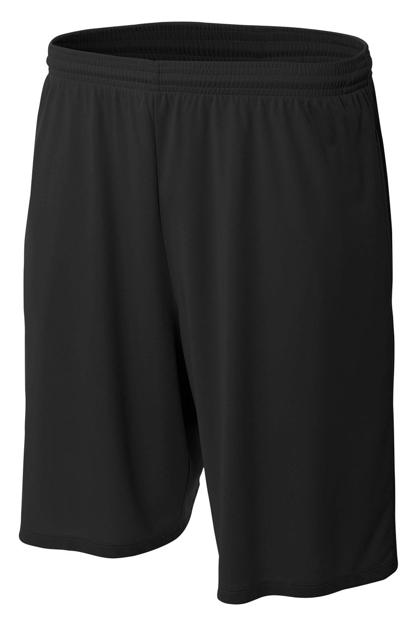 A4 9" Moisture Management Short with Pockets Shorts Black Mens Small - Third Coast Soccer