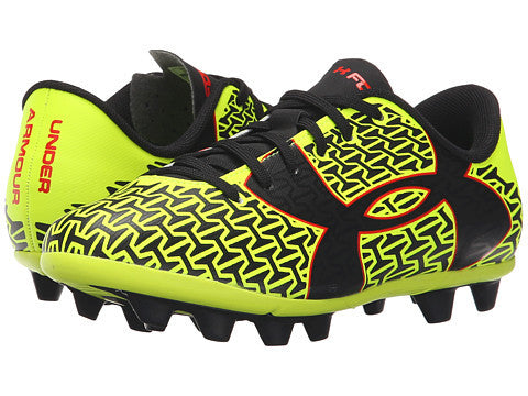 Under Armour Kids CF Force 2.0 FG - Hi-Vis Yellow/Red/Black Youth Hard Ground Yellow/Red/Black Youth 8 - Third Coast Soccer