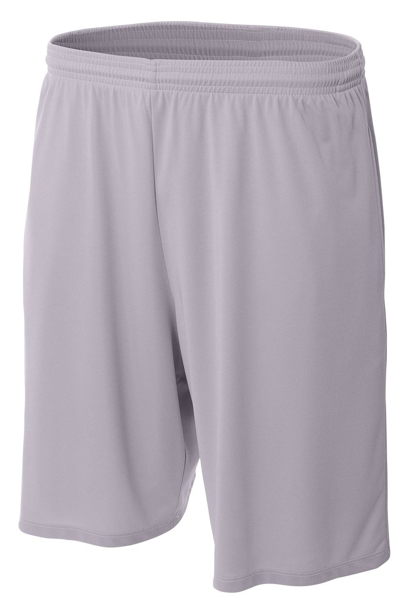 A4 9" Moisture Management Short with Pockets Shorts Silver Mens Small - Third Coast Soccer