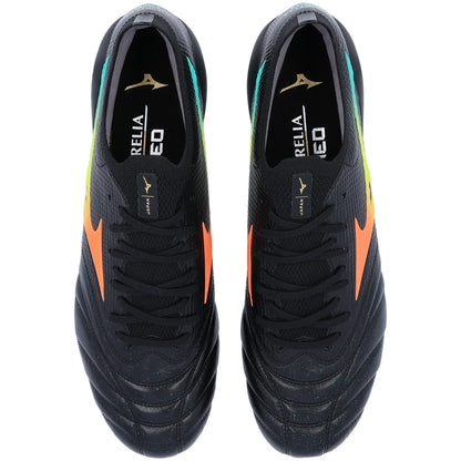 Mizuno Morelia Neo V Beta Japan FG - Black/Lava Orange Mens Footwear - Third Coast Soccer