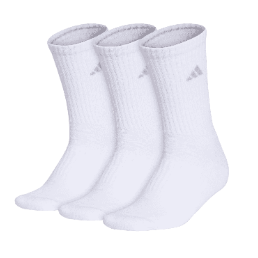 adidas Women's Cushioned 3.0 Socks - White (3-Pack) Socks   - Third Coast Soccer