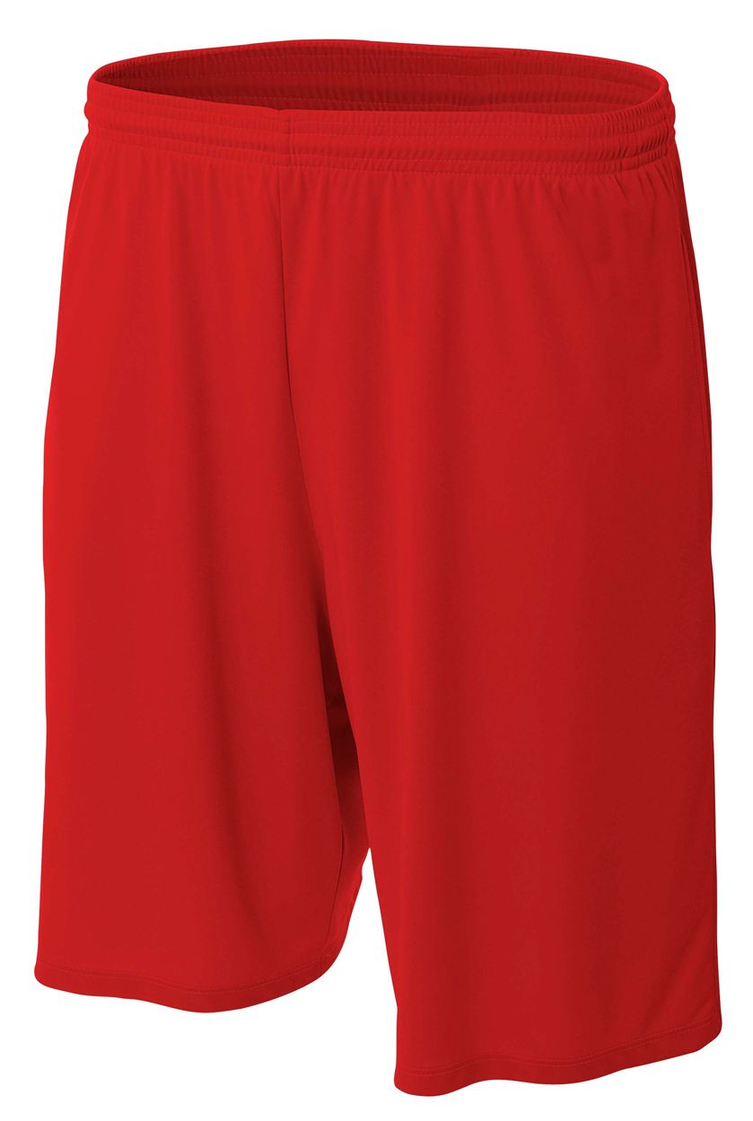 A4 9" Moisture Management Short with Pockets Shorts Red Mens Small - Third Coast Soccer