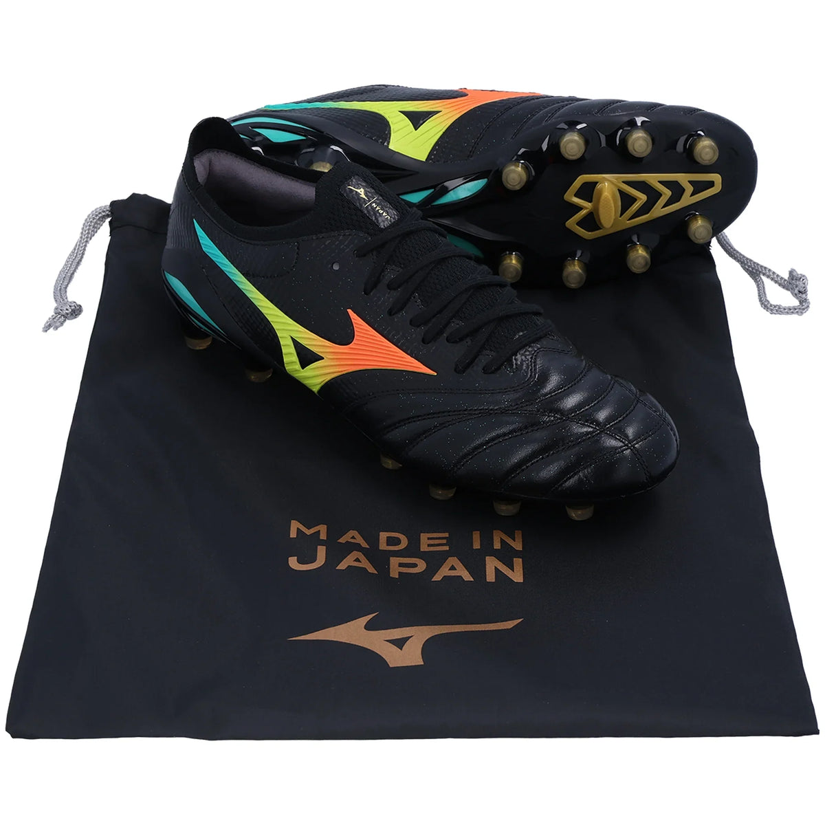 Mizuno Morelia Neo V Beta Japan FG - Black/Lava Orange Mens Footwear - Third Coast Soccer