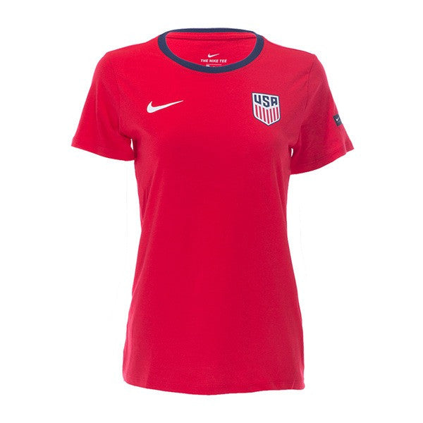 Nike Women'S Usa Crest Tee - University Red/Midnight Navy T-Shirts University Red/Midnight Navy Womens Extra Small - Third Coast Soccer