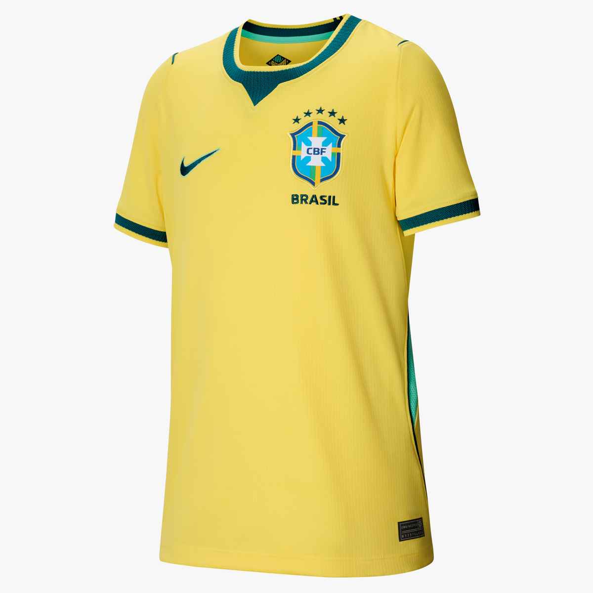 Nike Youth CBF Brazil Home Jersey 2026 International Replica Canary/Light Menta/Geode Teal Youth XSmall - Third Coast Soccer