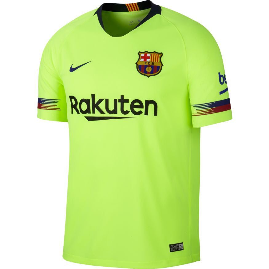 Nike FC Barcelona Away Jersey 18/19 Club Replica Volt/Deep Royal Blue Mens Small - Third Coast Soccer