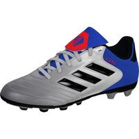 adidas Junior Copa 18.4 FxG - Metallic Silver/Black/Blue Youth Firm Ground Youth 1 Silver Metallic/Black/Blue - Third Coast Soccer
