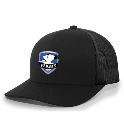 TCS AFSC Trucker Hat Ascension Flight Soccer Club Black/Black Full Color Patch - Third Coast Soccer