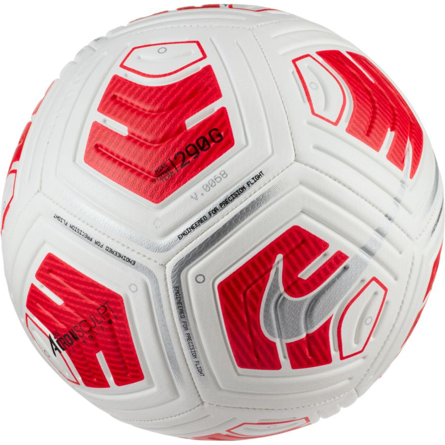 Nike Strike Team Ball Balls Size 5 White/Bright Crimson/Silver - Third Coast Soccer
