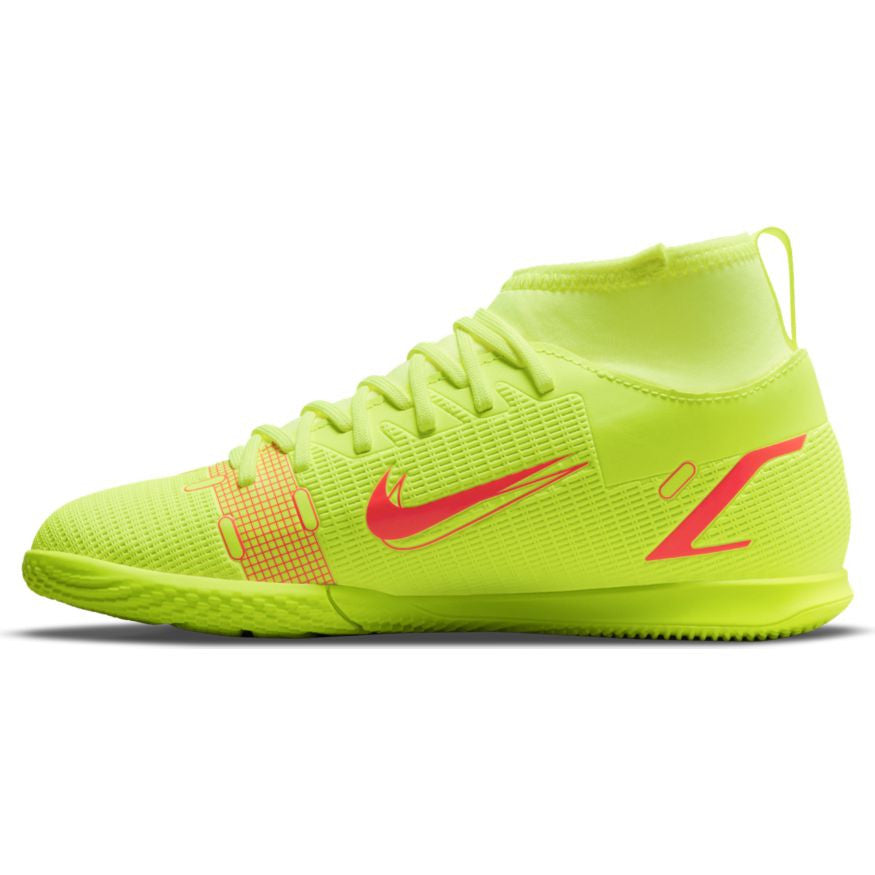 Nike Junior Mercurial Superfly 8 Club IC - Volt/Black/Bright Crimson Youth Indoor Youth 1.5 Volt/Black/Bright Crimson - Third Coast Soccer