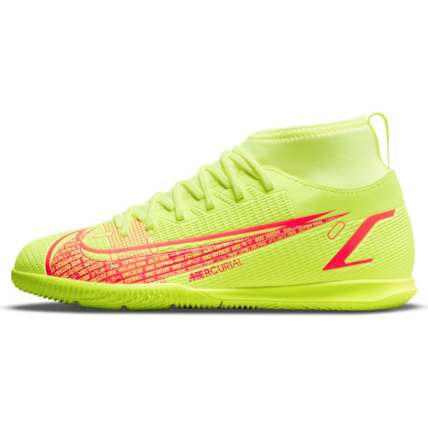 Nike Junior Mercurial Superfly 8 Club IC - Volt/Black/Bright Crimson Youth Indoor Youth 1 Volt/Black/Bright Crimson - Third Coast Soccer