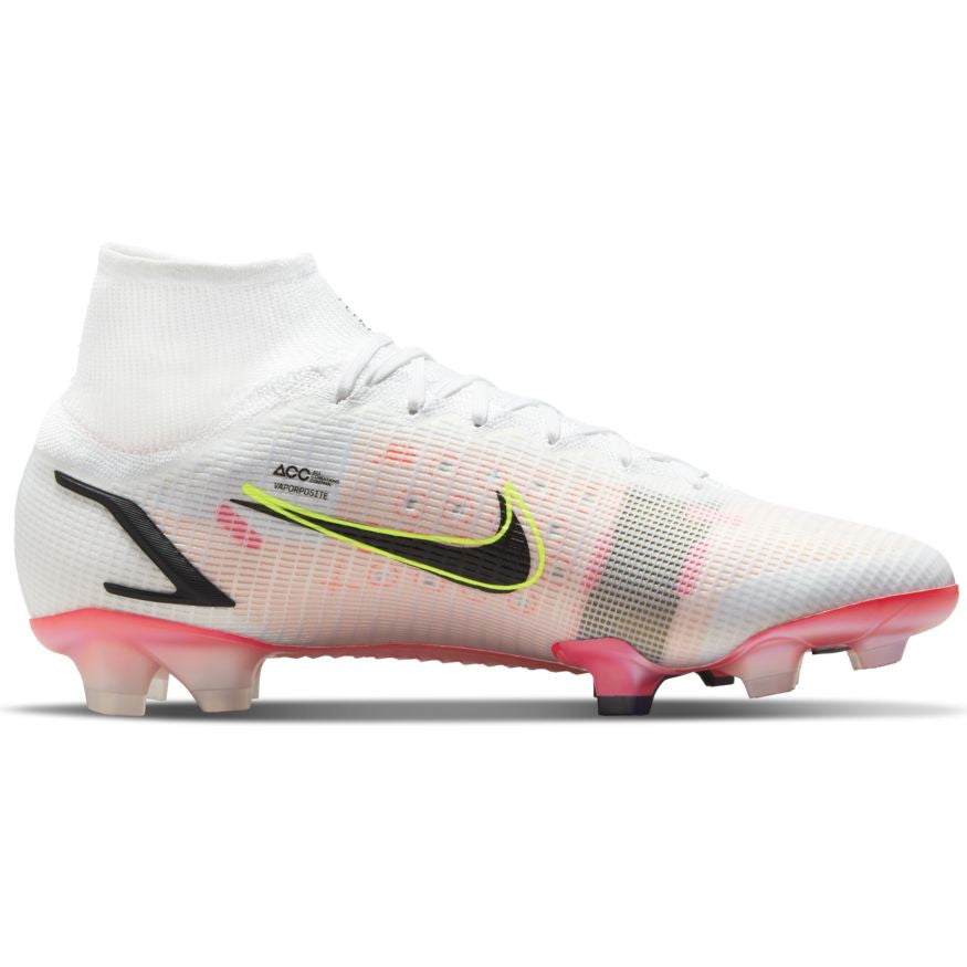 Nike Mercurial Superfly 8 Elite Fg - White/Black/Crimson/Pink Blast Mens Firm Ground Mens 9.5 White/Black/Crimson/Pink Blast - Third Coast Soccer