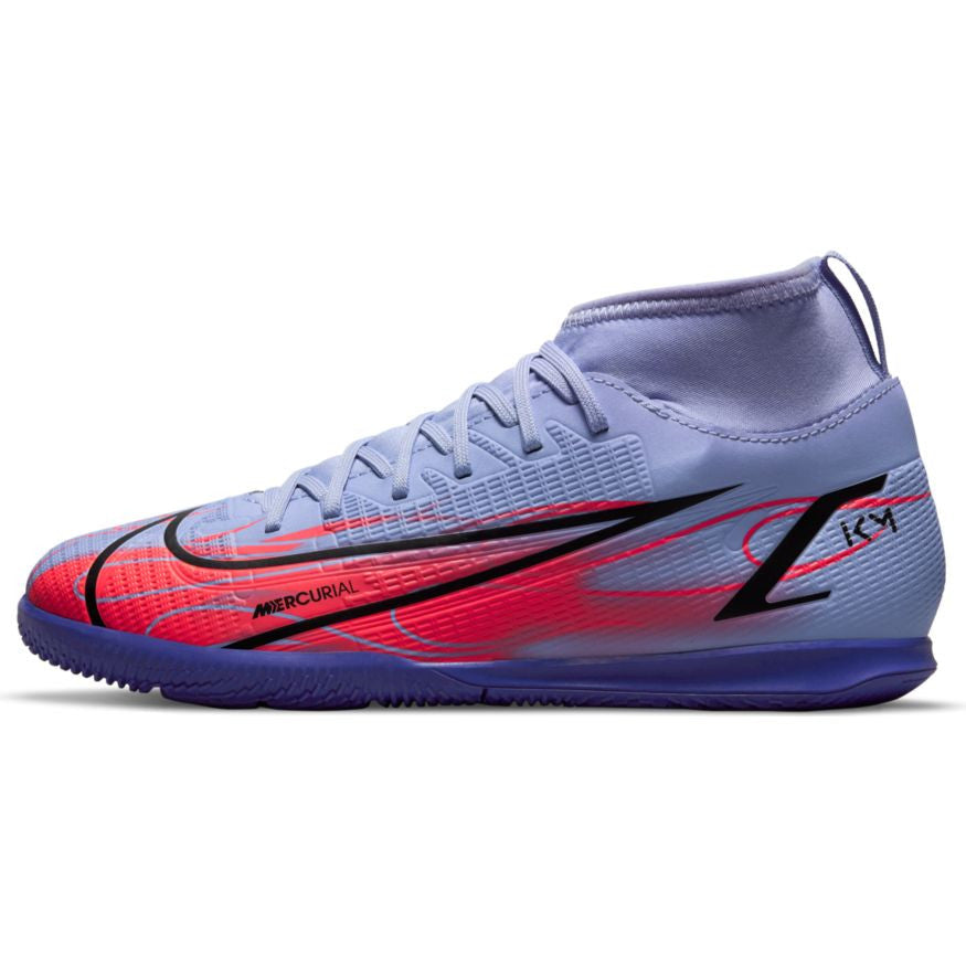 Nike Jr Mercurial Superfly 8 Club Km IC - Light Thistle/Bright Crimson Youth Indoor Youth 1 Light Thistle/Bright Crimson - Third Coast Soccer