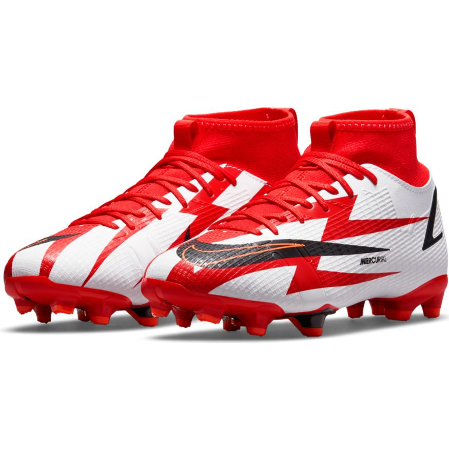 Nike Junior Mercurial Superfly 8 Academy Cr7 FG - Chile Red/Black/White Youth Footwear Chili Red/Black/White/Orange Youth 1 - Third Coast Soccer