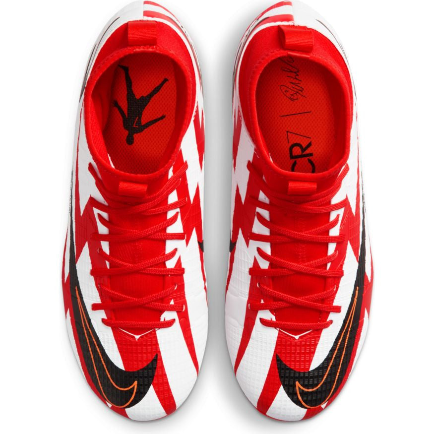 Nike Junior Mercurial Superfly 8 Academy Cr7 FG - Chile Red/Black/White Youth Footwear Chili Red/Black/White/Orange Youth 4 - Third Coast Soccer