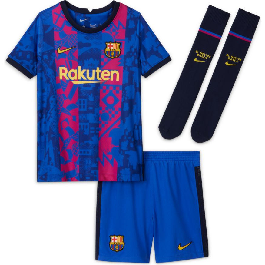 Nike FC Barcelona Third Kit 21/22 Club Replica Youth Small Hyper Royal/Varsity Maze - Third Coast Soccer