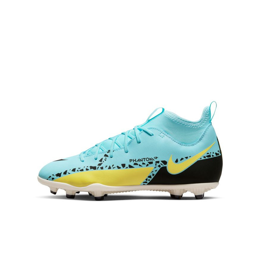 Nike Junior Phantom GT2 Club Dynamic Fit FG - Glacier ICe/Black/Yellow Youth Firm Ground   - Third Coast Soccer