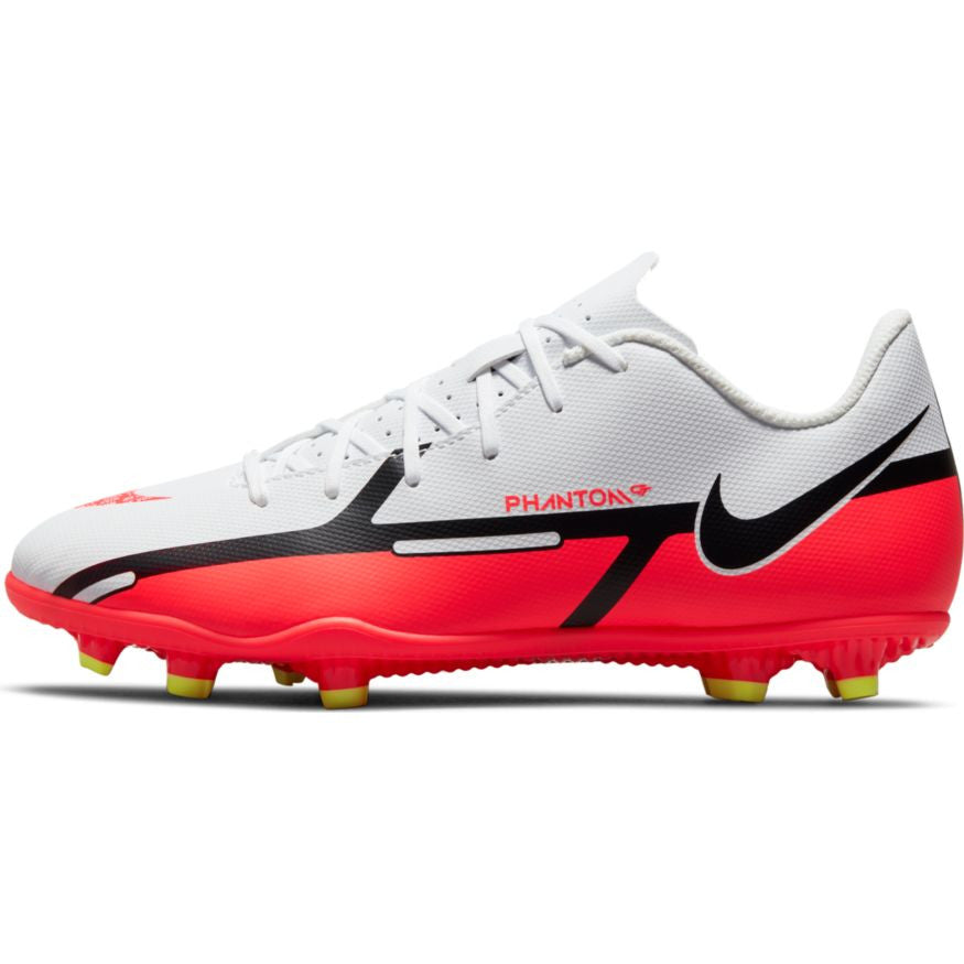 Nike Junior Phantom Gt2 Club FG/Mg - White/Bright Crimson/Volt Youth Firm Ground Youth 1 White/Bright Crimson/Volt - Third Coast Soccer