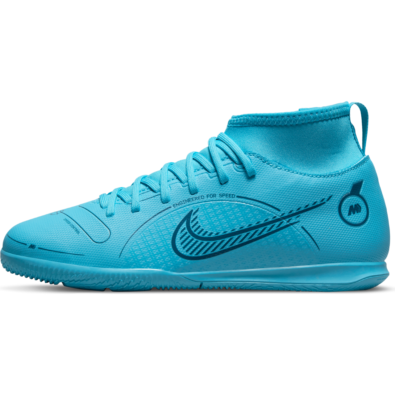 Nike Jr Mercurial Superfly 8 Club IC - Chlorine Blue/Total Orange Youth Indoor Youth 2 Chlorine Blue/Laser Orange - Third Coast Soccer