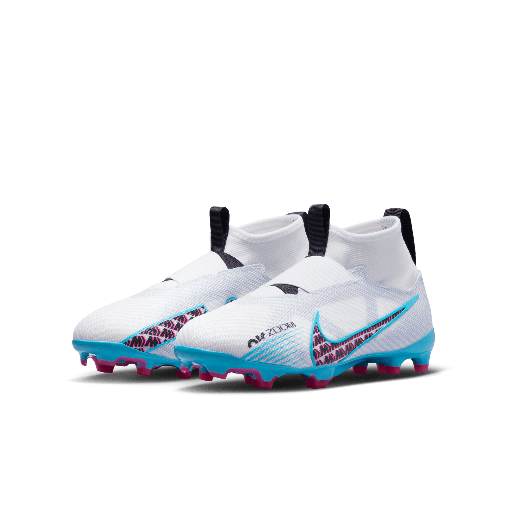 Nike Jr Zoom Superfly 9 Pro FG - White/Blue/Pink Youth Footwear   - Third Coast Soccer