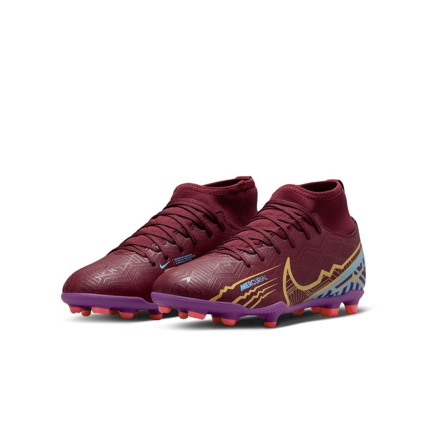 Nike Junior Superfly 9 Club Km FG - Beetroot/Vivid Gold - Youth Firm Ground Youth 3.5 Dark Beetroot/Mtlc Vivid Gold - Third Coast Soccer