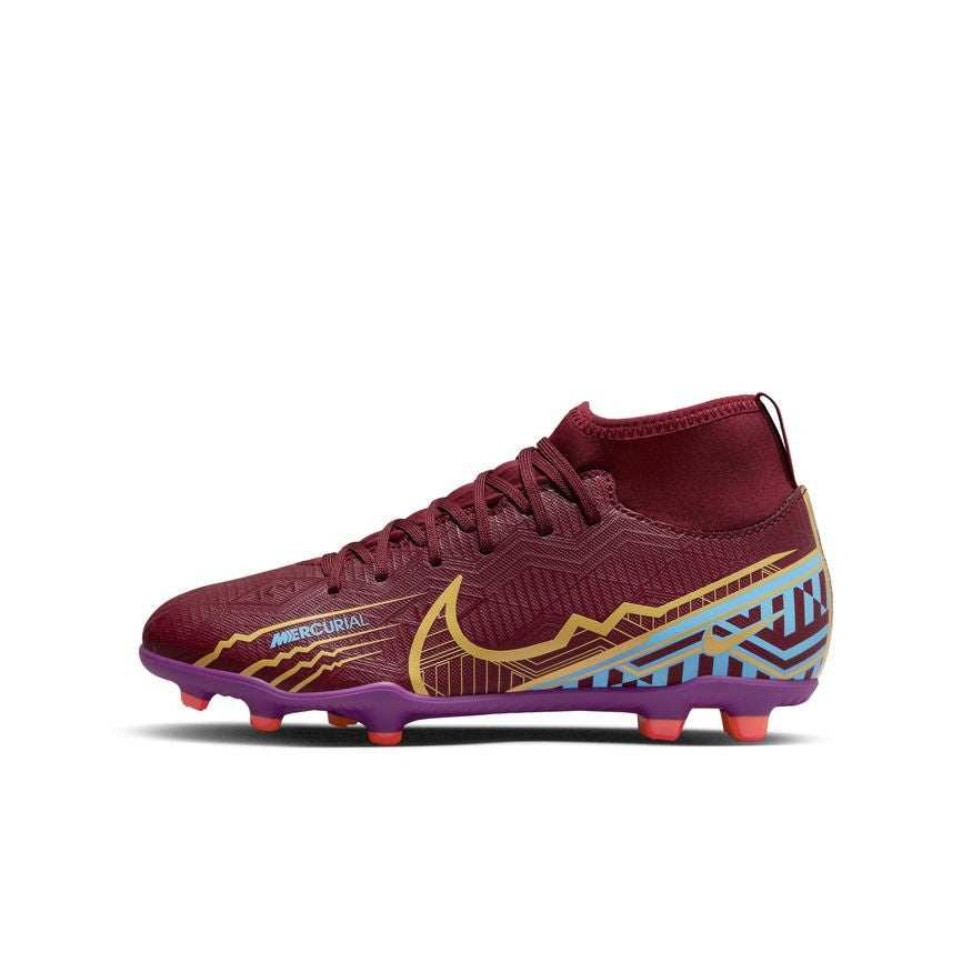 Nike Junior Superfly 9 Club Km FG - Beetroot/Vivid Gold - Youth Footwear Closeout Youth 4.5 Dark Beetroot/Mtlc Vivid Gold - Third Coast Soccer