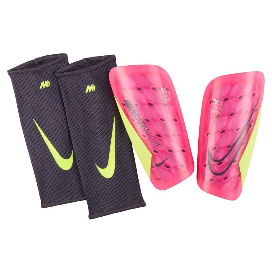 Nike Mercurial Lite Shinguard - Pink Spell/Volt/Gridiron Adult Shinguards Small Pink Spell/Volt/Gridiron - Third Coast Soccer