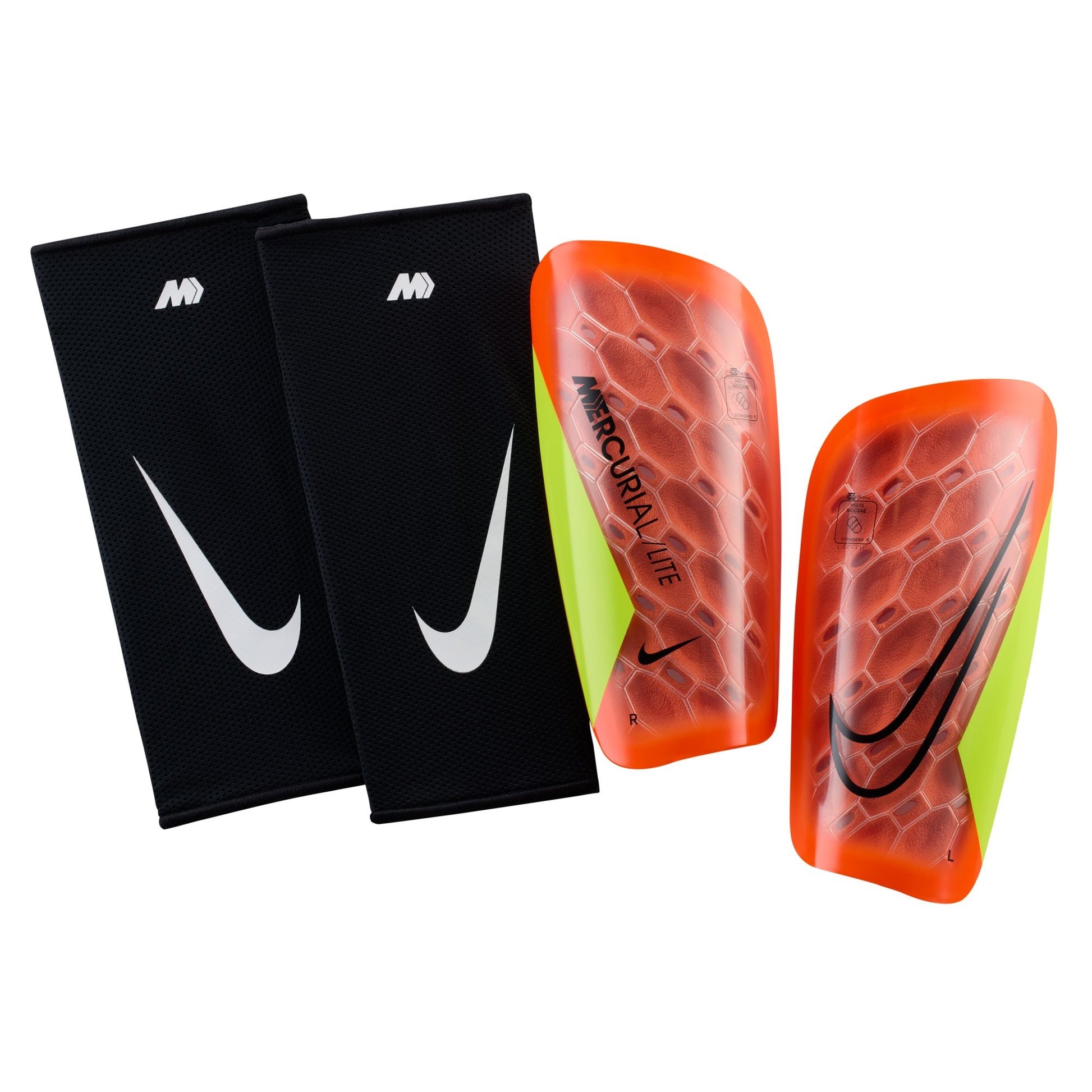 Nike Mercurial Lite Shinguard - Crimson/Volt/Black Adult Shinguards Hyper Crimson/Volt/Black Small - Third Coast Soccer