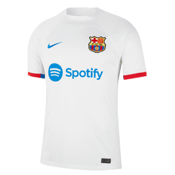 Nike FC Barcelona Away Jersey 23/24 Club Replica Closeout White/Royal Blue Mens Small - Third Coast Soccer