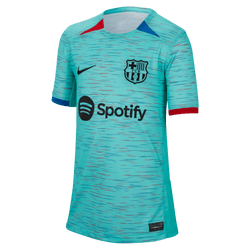 Nike Youth FC Barcelona Third Jersey 23/24 Club Replica Light Aqua/Royal Blue/Black Youth Small - Third Coast Soccer