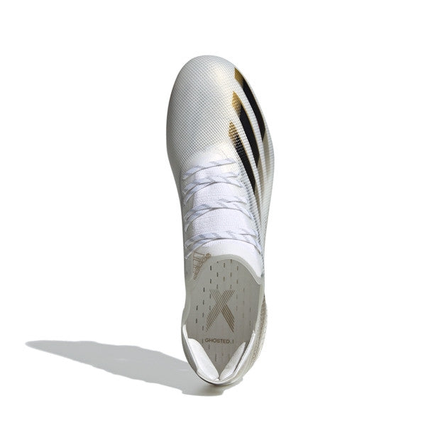 adidas X Ghosted.1 FG - White/Black/Gold Mens Firm Ground Mens 8 White/Black/Gold - Third Coast Soccer