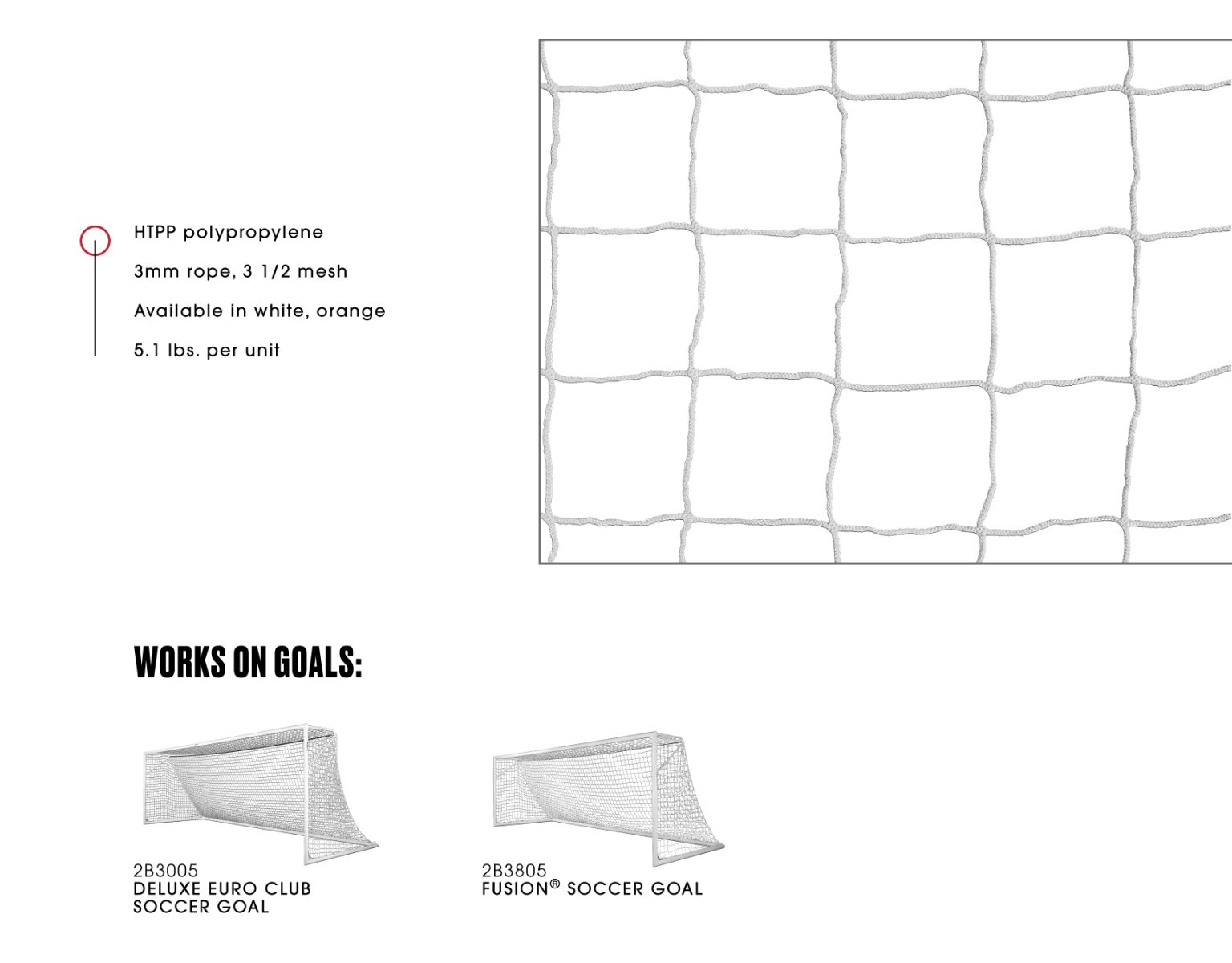 KwikGoal 120mm Mesh, 3MM Solid Braid Knotless 7Hx21Wx3Dx7.5B - Orange Nets - Third Coast Soccer