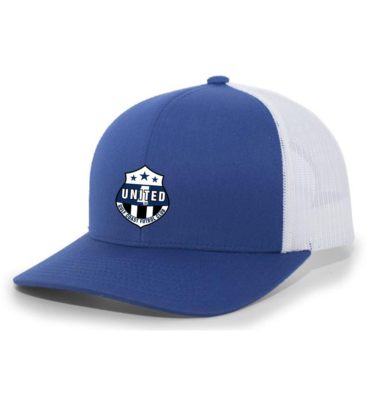 TCS Gulf Coast United Trucker Hat Gulf Coast United Spiritwear Royal/White Full Color - Third Coast Soccer
