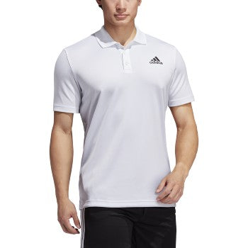 adidas Designed to Move 3 Stripes Polo - White/Black Polos   - Third Coast Soccer