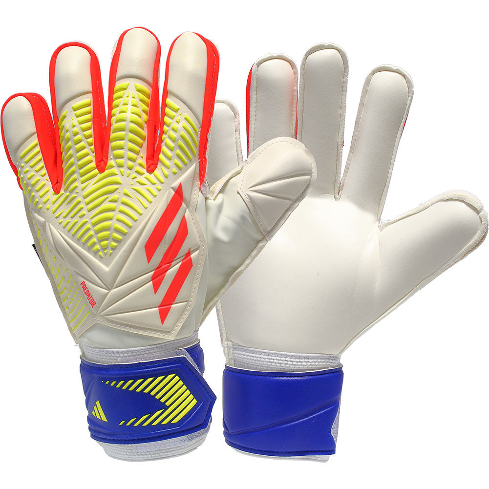 adidas Predator Match Fingersave Goalkeeper Glove - White/Solar Red/Bright Cyan Gloves White/Solar Red/Bright Cyan 7 - Third Coast Soccer